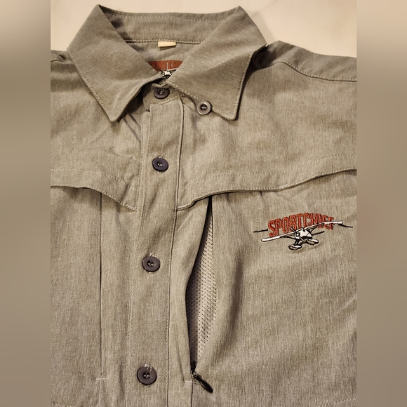 Sportchief Cyril men's small grey outdoors vented long-sleeved button-down shirt - Picture 2 of 8